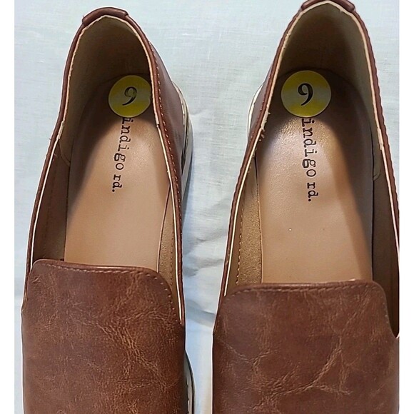 Indigo Rd Brown Cognac Tan Camel Hopeful Slip On Faux Leather Loafer Flat Shoe 9 - Picture 6 of 7